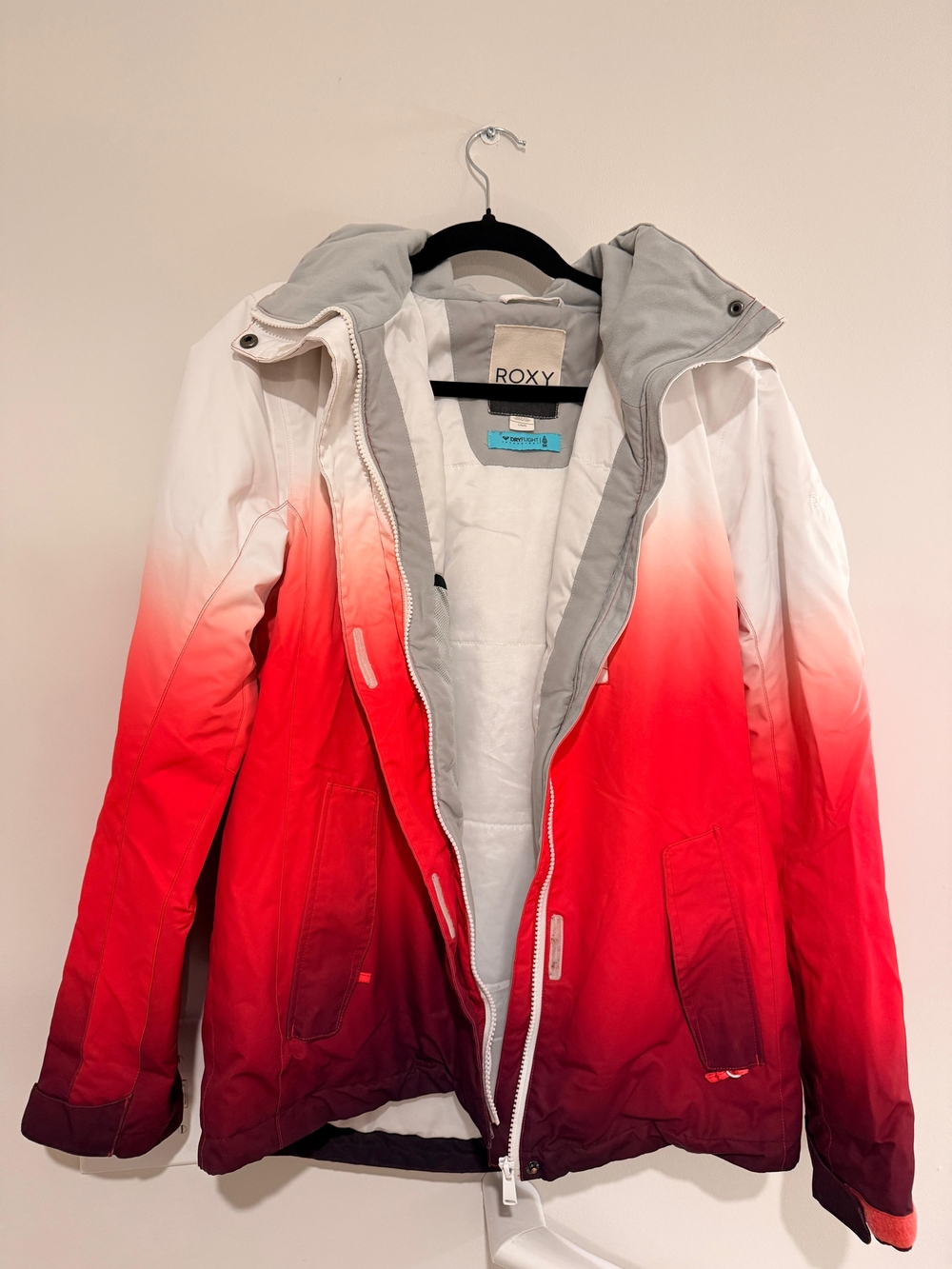 ROXY Women's Ombre Red to White Hooded Jacket